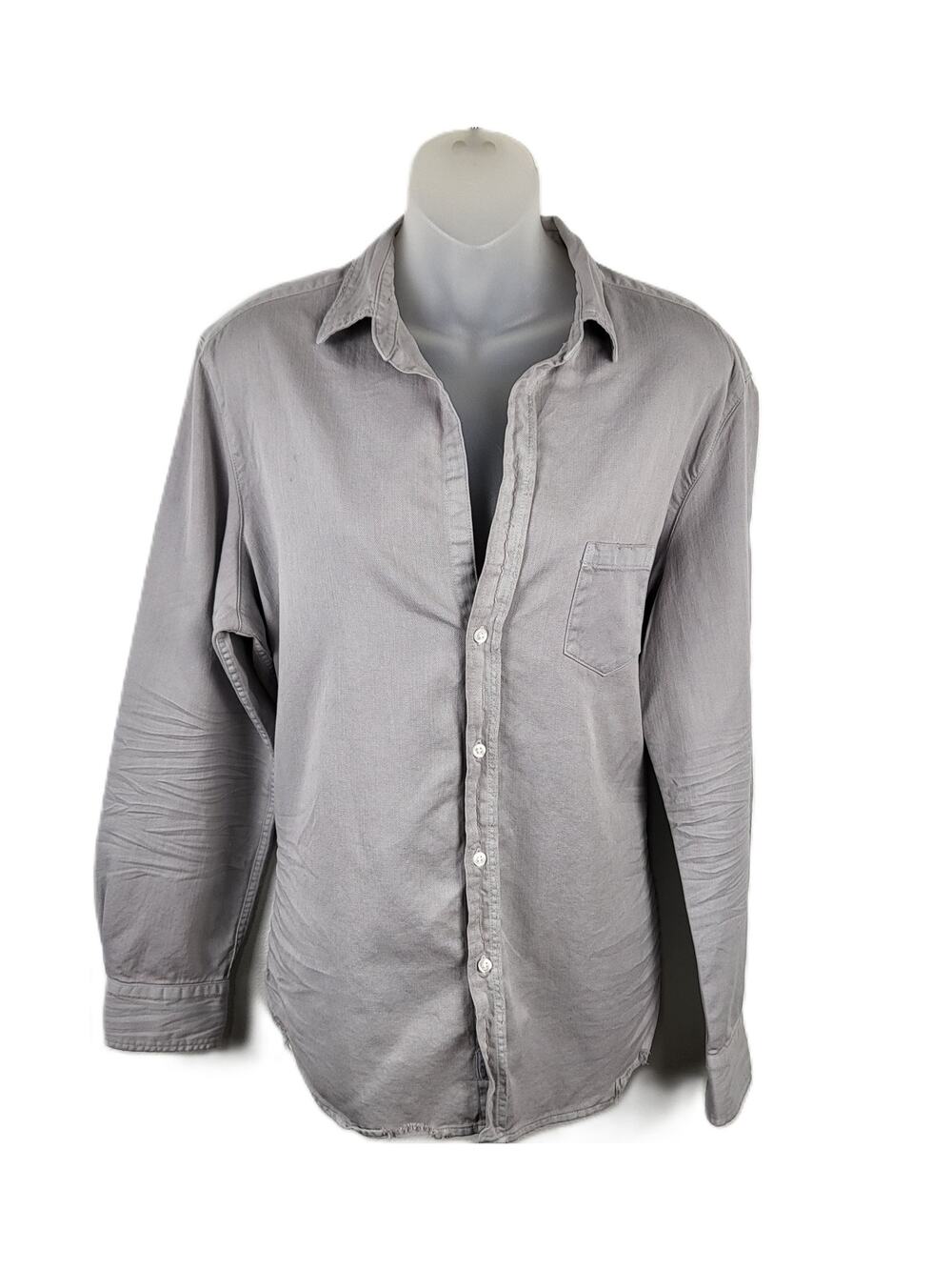 Frank & Eileen EILEEN Famous Denim Relaxed Button-Up Shirt in Gray M $278